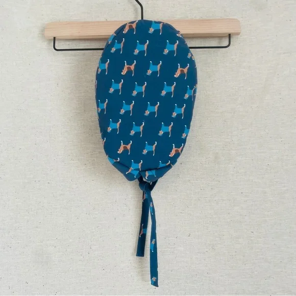Figs Teal Blue Dog Print Scrub Cap - Picture 1 of 5
